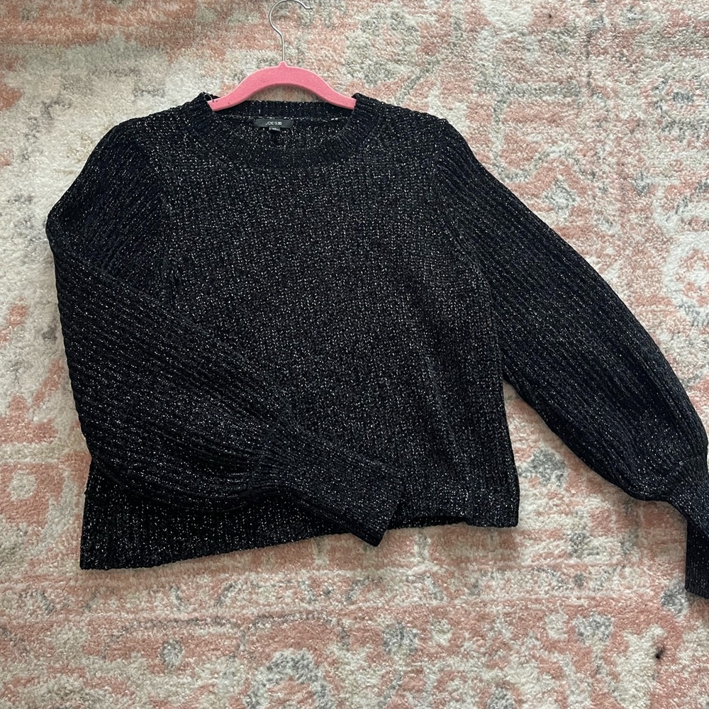 Joe's Jeans Black Metallic Ribbed Knit Sweater